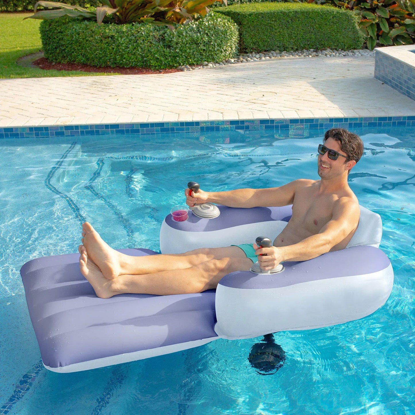 Motorisierte aufblasbare Aufsitz wasser fahrzeug elektrische Float Pool Liege - AnavaShop