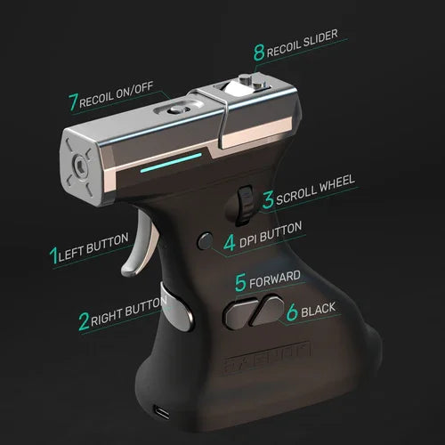 Ergonomische Gaming-Maus mit Rückstoß