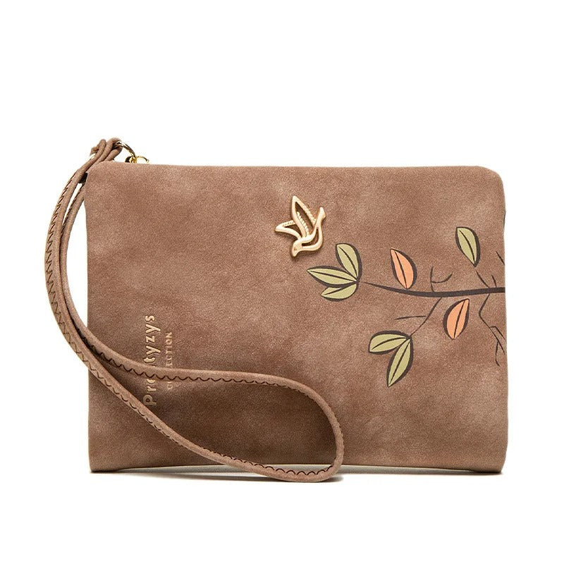 Kurze Geldbörse für Damen, niedliches Vogel-Baum-Muster-Design