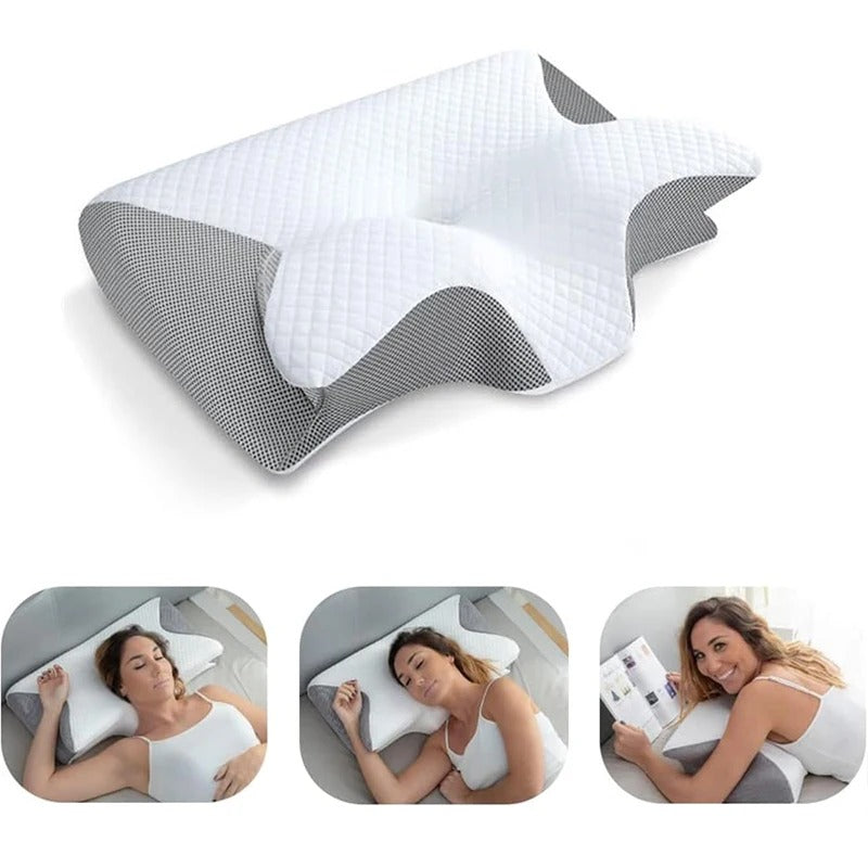 1 Stück Memory-Schaum-Halskissen, 2-in-1 orthopädisches Kissen mit ergonomischer Kontur für Nackenschmerzen - AnavaShop