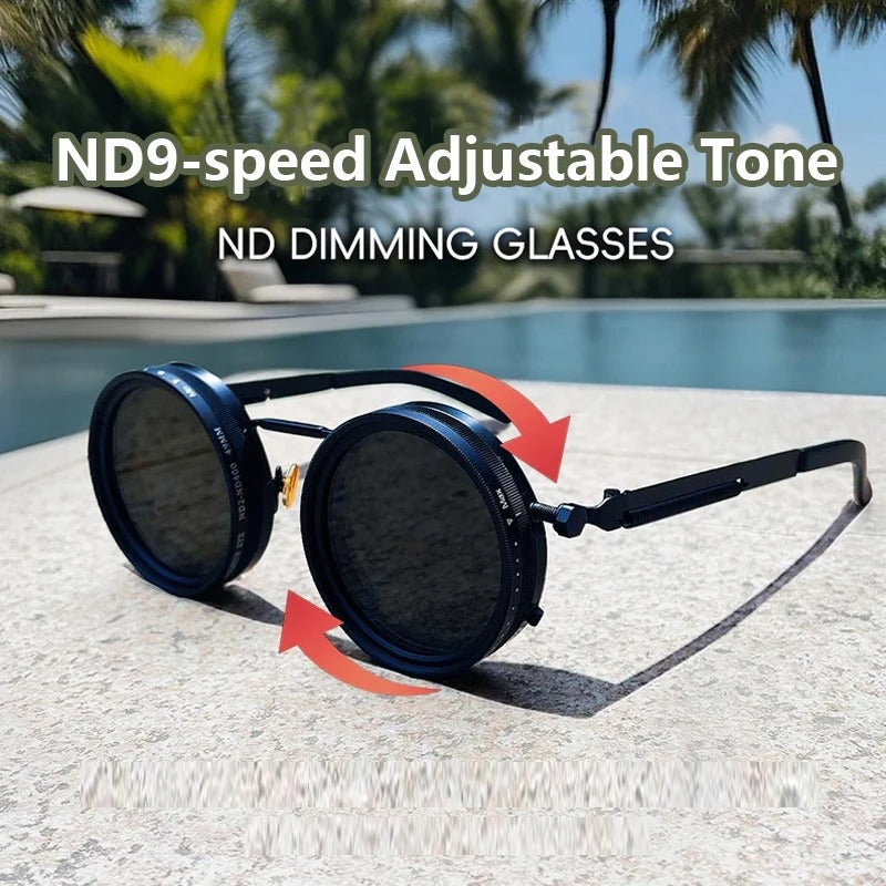 Polarisierte runde Sonnenbrille ND9 Einstellbare Dimmung Sonnenbrille Männer - AnavaShop