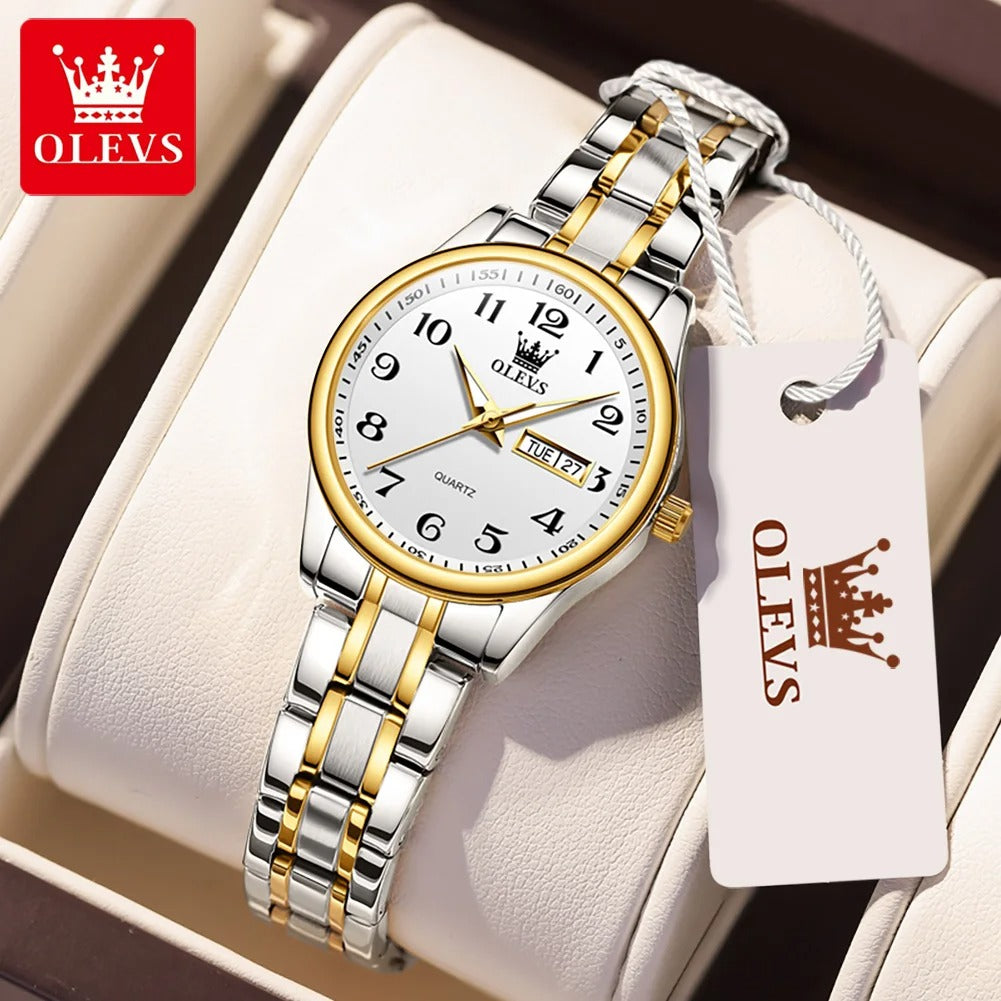 OLEVS Luxus Quarzuhr für Frauen Elegante Edelstahl Uhr - AnavaShop
