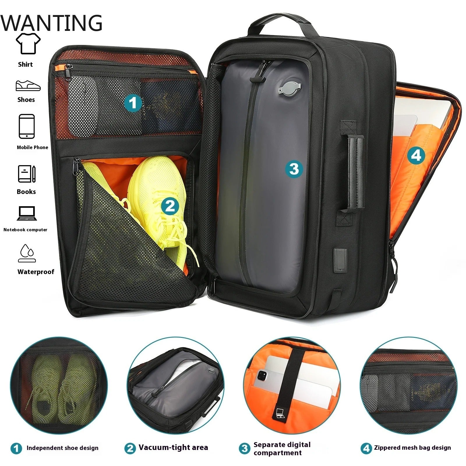 Airback-Reiserucksack, erweiterbarer Vacpack - AnavaShop