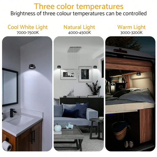 2 Stück abnehmbare RGB-LED-wiederaufladbare selbstklebende magnetische Wandleuchten - AnavaShop