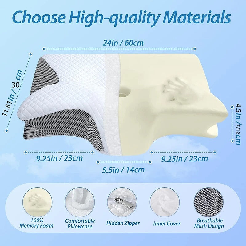 1 Stück Memory-Schaum-Halskissen, 2-in-1 orthopädisches Kissen mit ergonomischer Kontur für Nackenschmerzen - AnavaShop