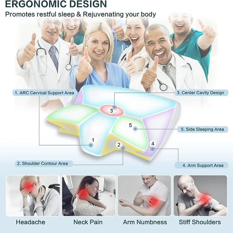 1 Stück Memory-Schaum-Halskissen, 2-in-1 orthopädisches Kissen mit ergonomischer Kontur für Nackenschmerzen - AnavaShop