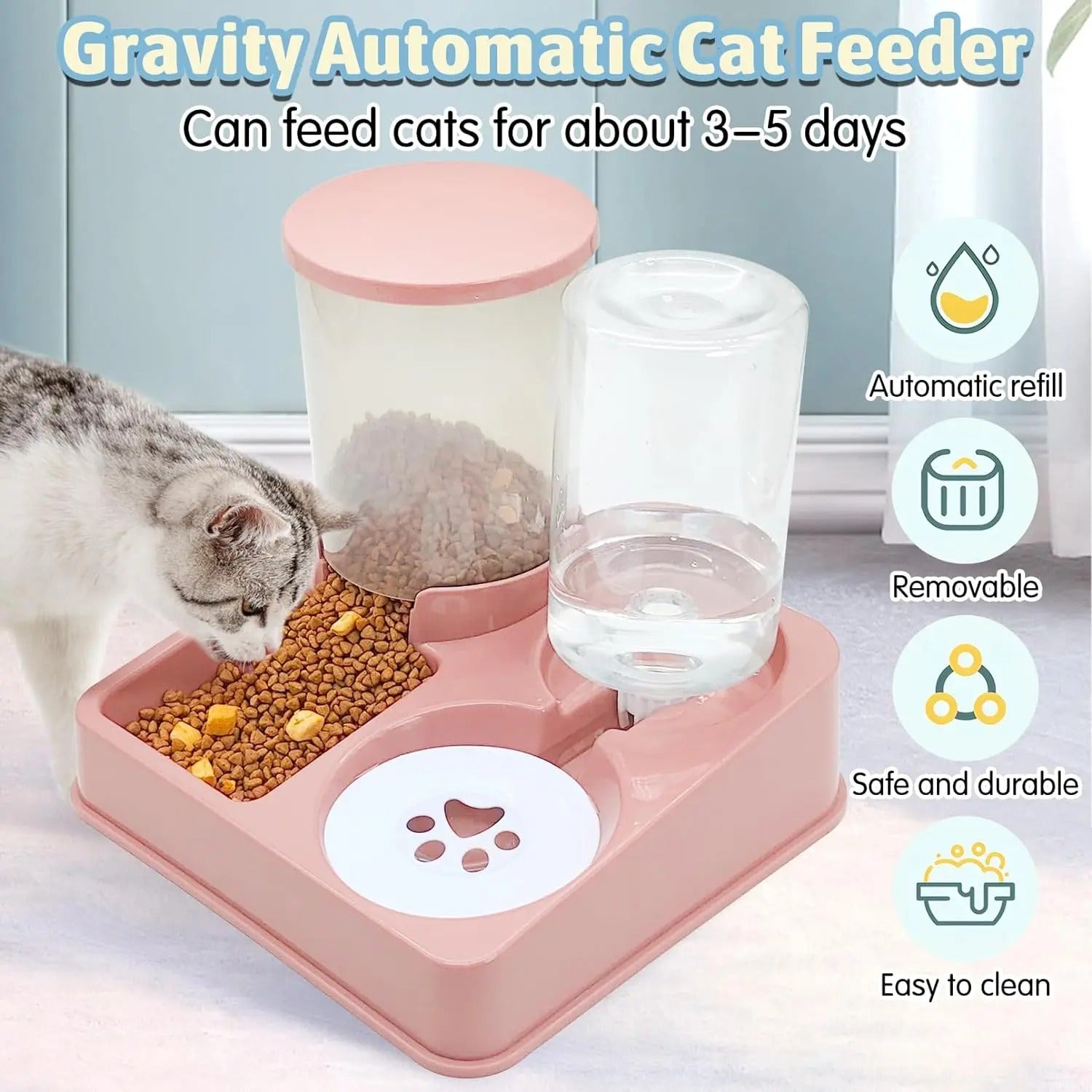 Automatisches Futterspender-Wasserspender-Set für Katzen - AnavaShop