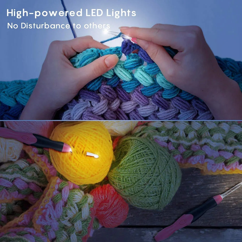 11-in-1-Häkelnadeln mit LED-Leuchten, Stricknadeln - AnavaShop