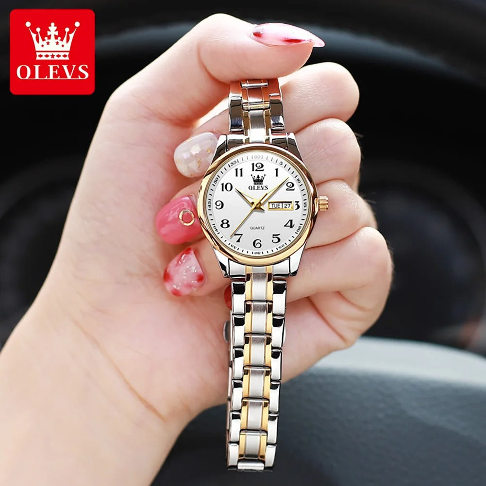 OLEVS Luxus Quarzuhr für Frauen Elegante Edelstahl Uhr - AnavaShop