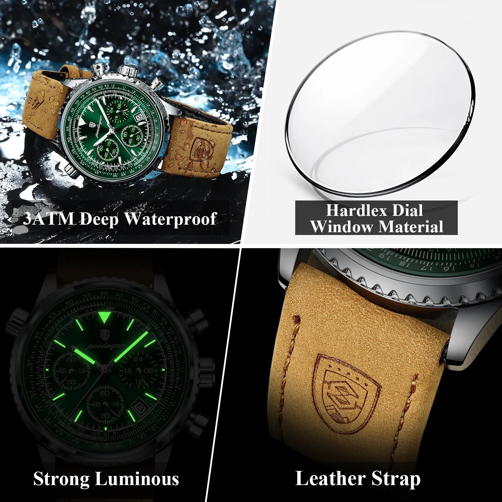 POEDAGAR Luxus Mann Uhr Quarz Wasserdicht Leucht - AnavaShop