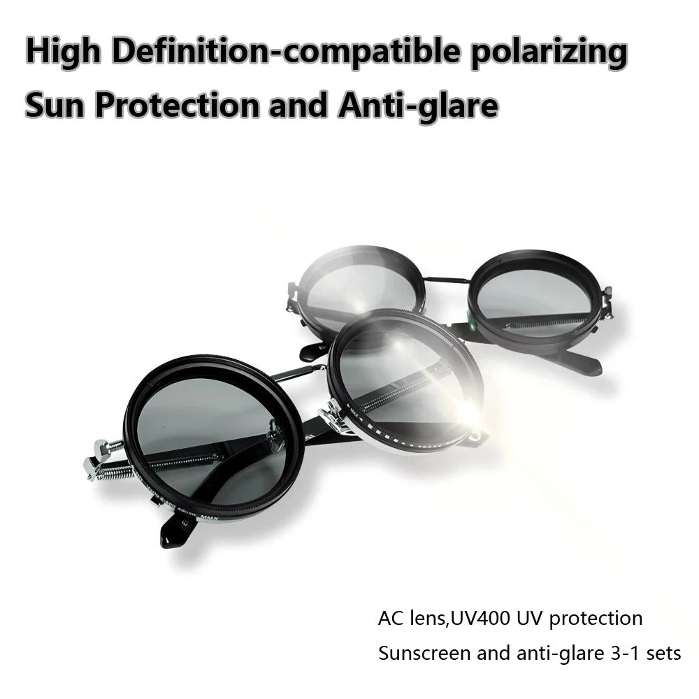 Polarisierte runde Sonnenbrille ND9 Einstellbare Dimmung Sonnenbrille Männer - AnavaShop