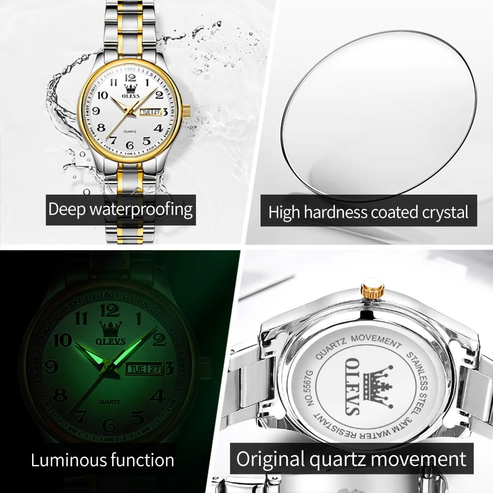OLEVS Luxus Quarzuhr für Frauen Elegante Edelstahl Uhr - AnavaShop