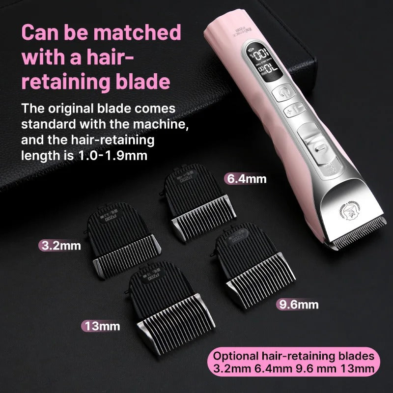 Fenice Sakura Rosa Hundehaarschneidemaschine, 5000 mA Kapazität, kabelloser LCD - AnavaShop
