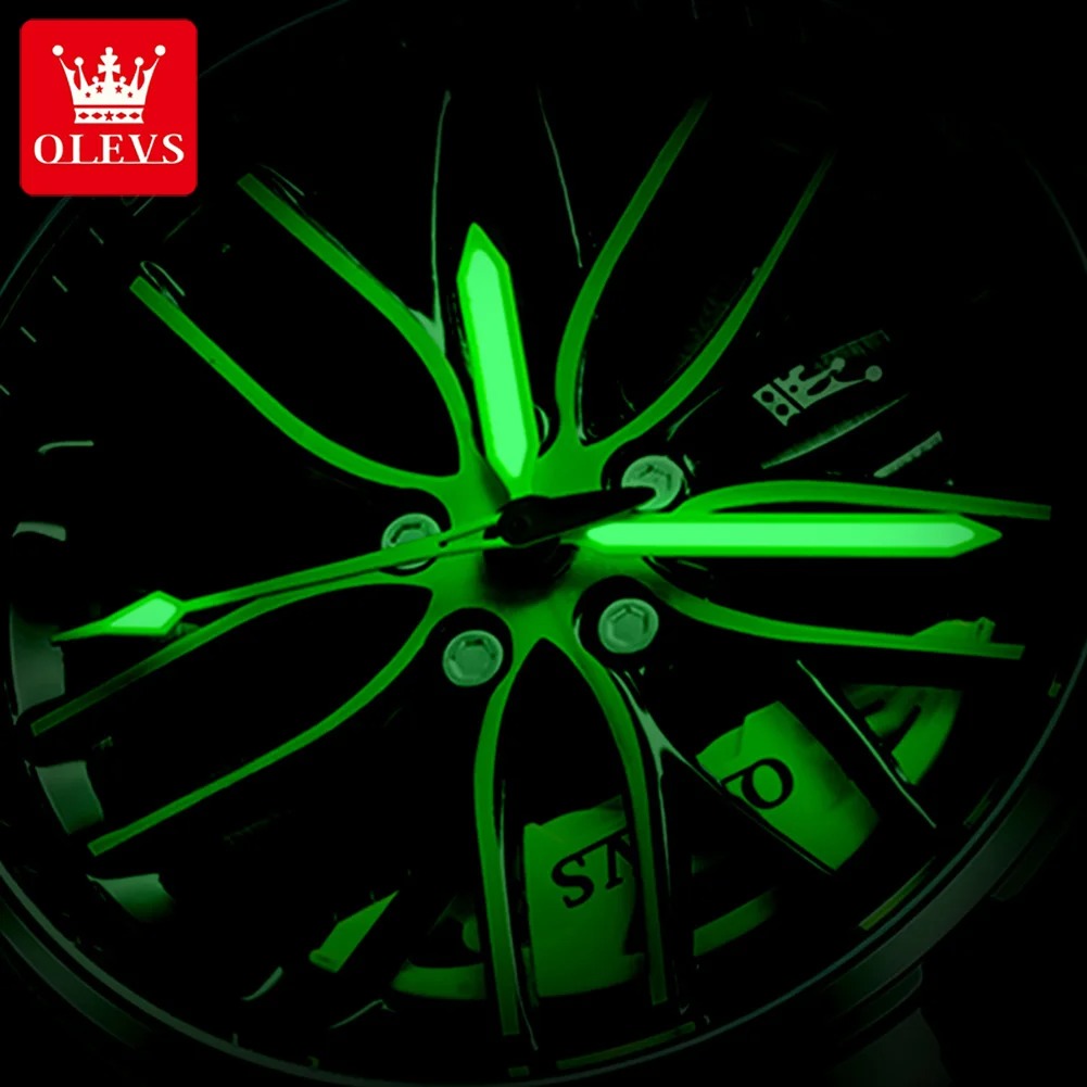 OLEVS Rad Herren Luxusuhr Wasserdicht Rotary Sport Auto Felge Mann Uhr - AnavaShop