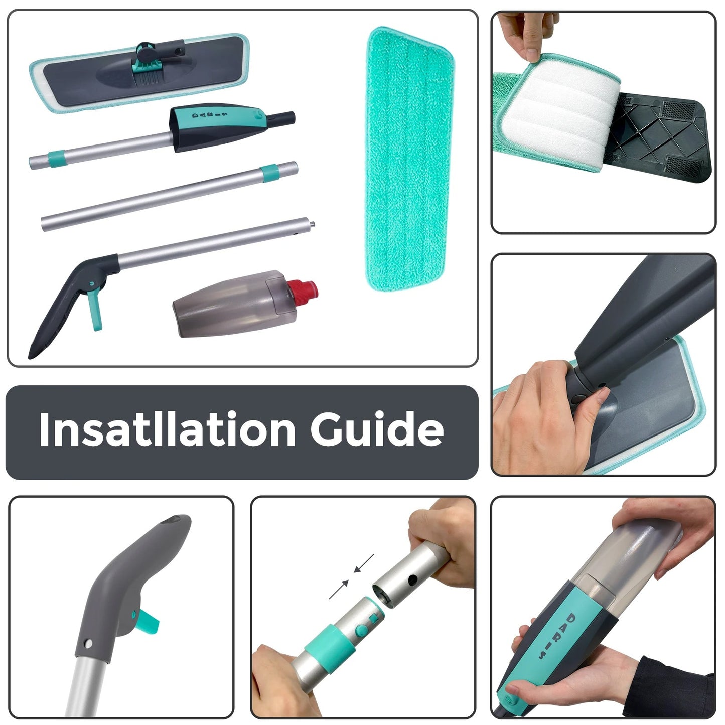 Magic Bodenreinigungsbesen mit Mikrofaser-Pads 360° ° Rotation Flat Spray - AnavaShop
