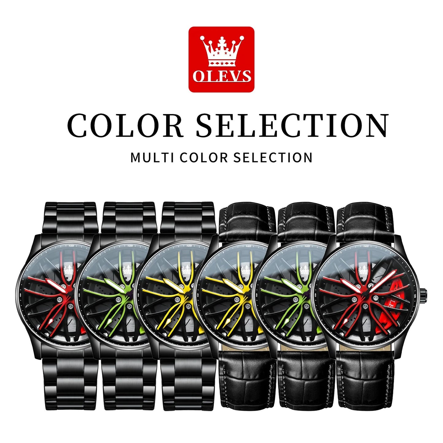 OLEVS Rad Herren Luxusuhr Wasserdicht Rotary Sport Auto Felge Mann Uhr - AnavaShop