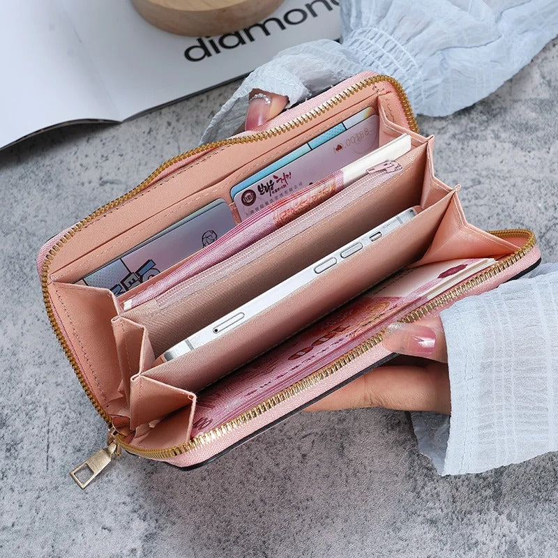 Damen halten eine lange Geldbörse 2025, neue koreanische Handtasche