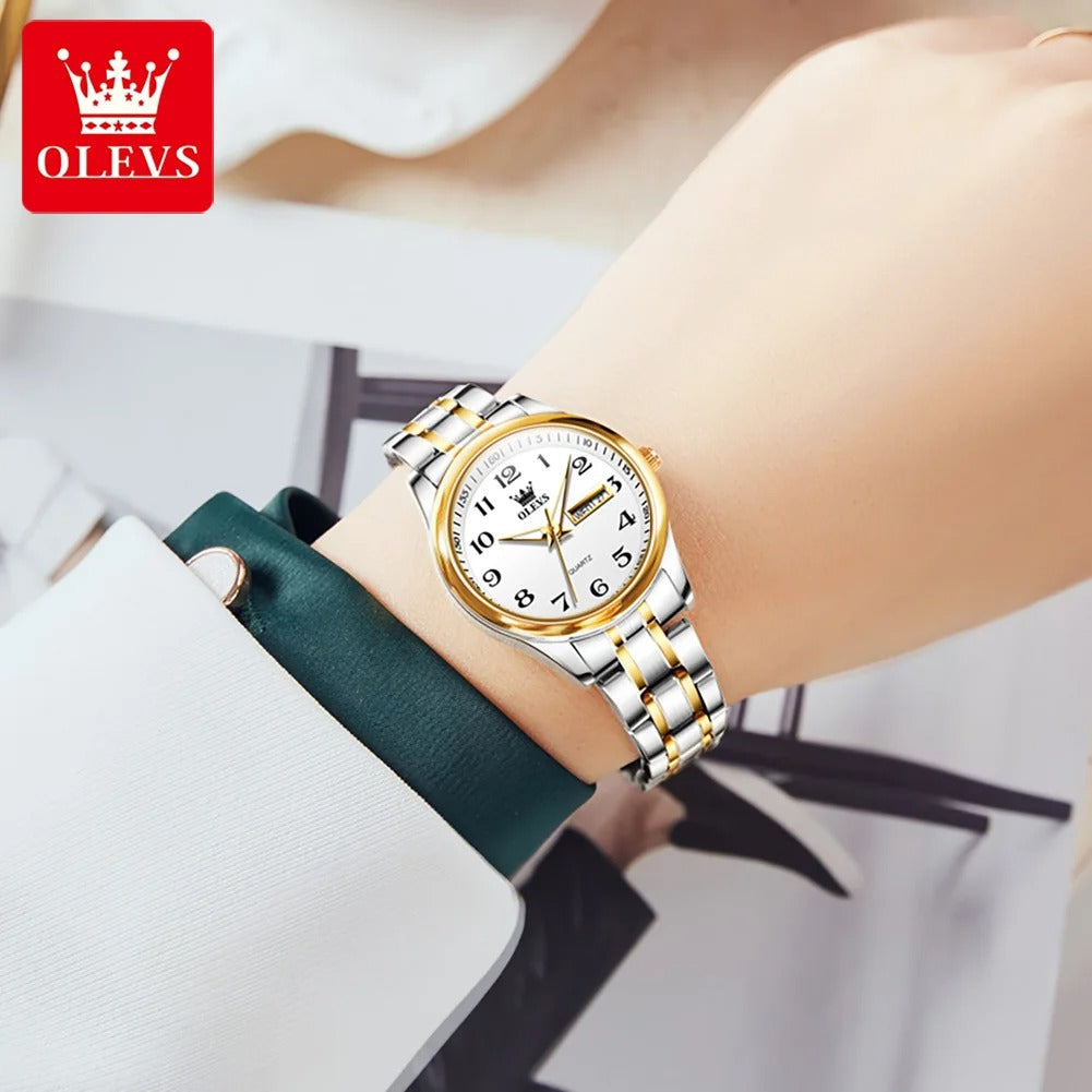 OLEVS Luxus Quarzuhr für Frauen Elegante Edelstahl Uhr - AnavaShop
