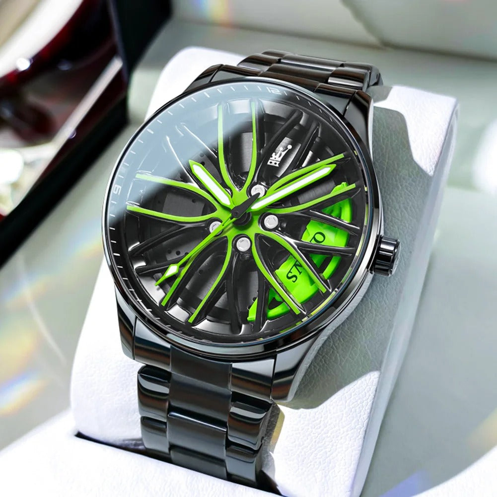 OLEVS Rad Herren Luxusuhr Wasserdicht Rotary Sport Auto Felge Mann Uhr - AnavaShop